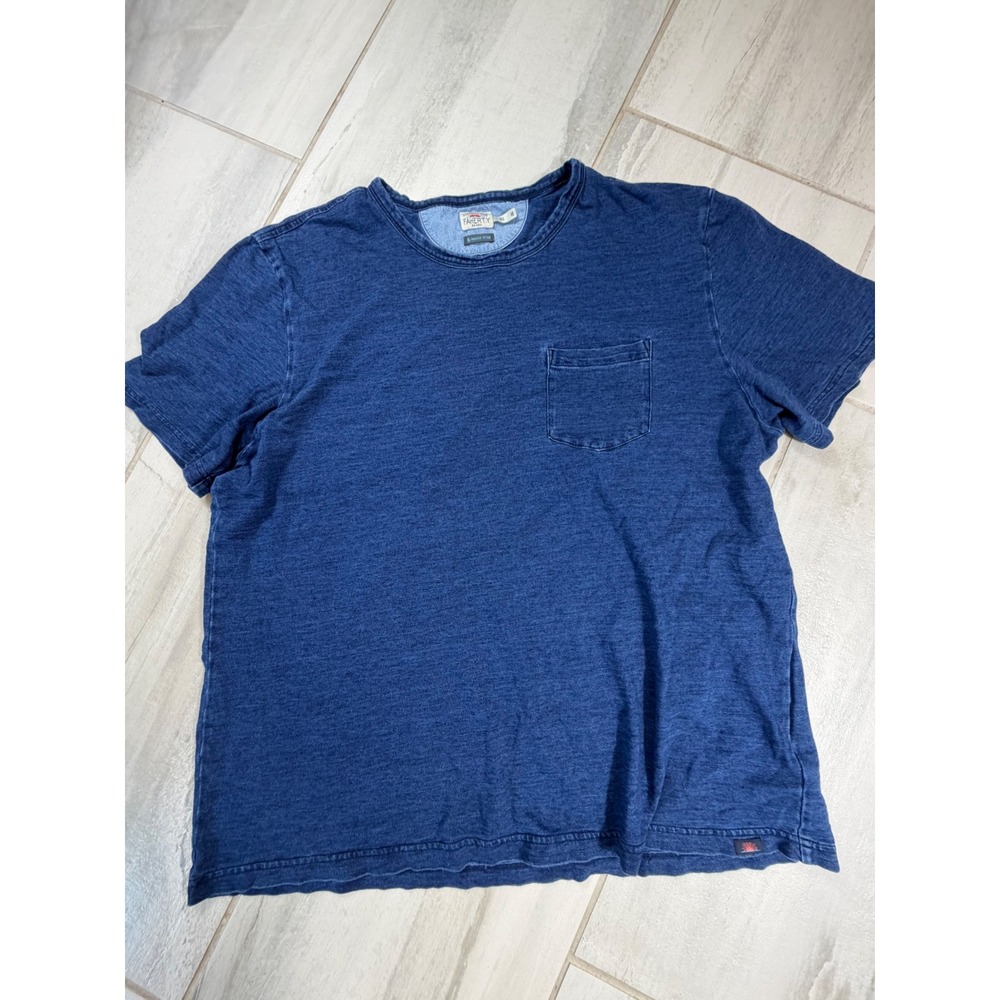 Faherty Brand Indigo Dyed Recycled Cotton Pocket Tee Blue XL Short Sleeve